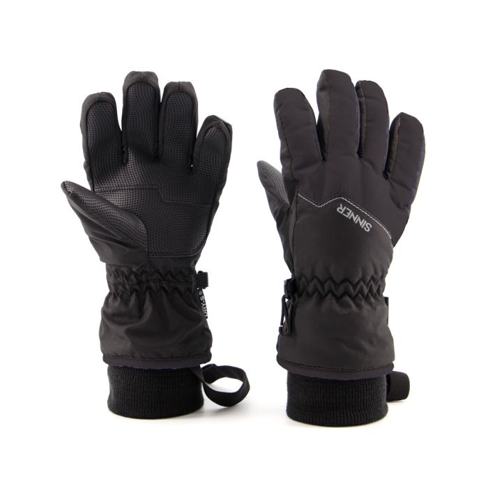 Gants Sinner Phoenix Junior : Paire de gants noirs et gris, vus de dessus.