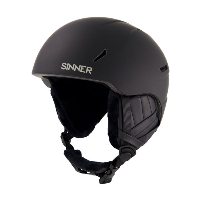 Casque de ski Sinner Crest noir mat, vue latérale avec intérieur visible.