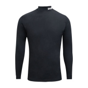 T-shirt thermique Spines The Original noir, vue de face sur blanc, manches longues et logo blanc sur le col montant