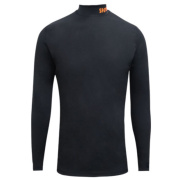 Spines The Black Edition thermoshirt zwart, vooraanzicht met lange mouwen en oranje logo op het opstaande boord