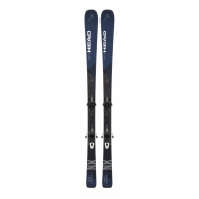 Skis Head Shape NX R, paire complète vue de dessus, bleu foncé et noir, sur fond blanc