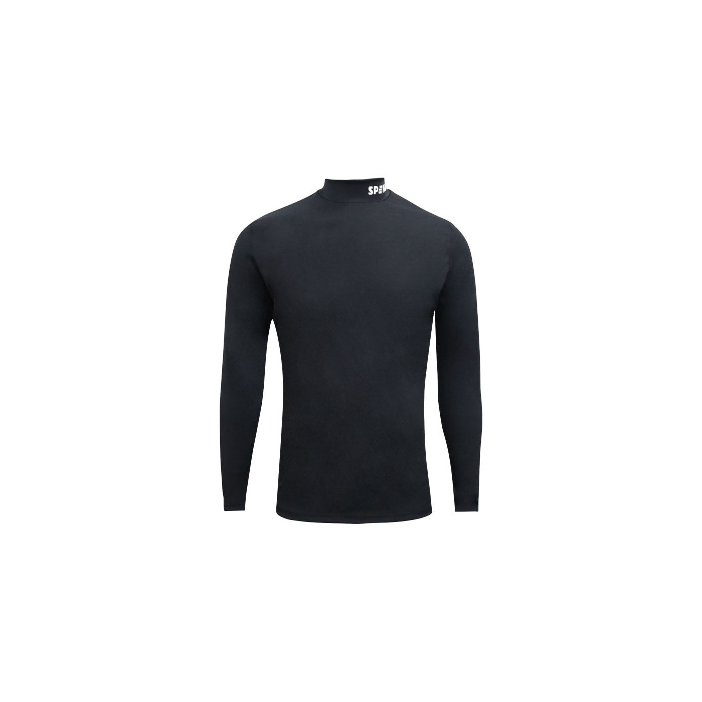 Maillot thermique Spines The Original noir vu de face, col montant au logo blanc et manches longues