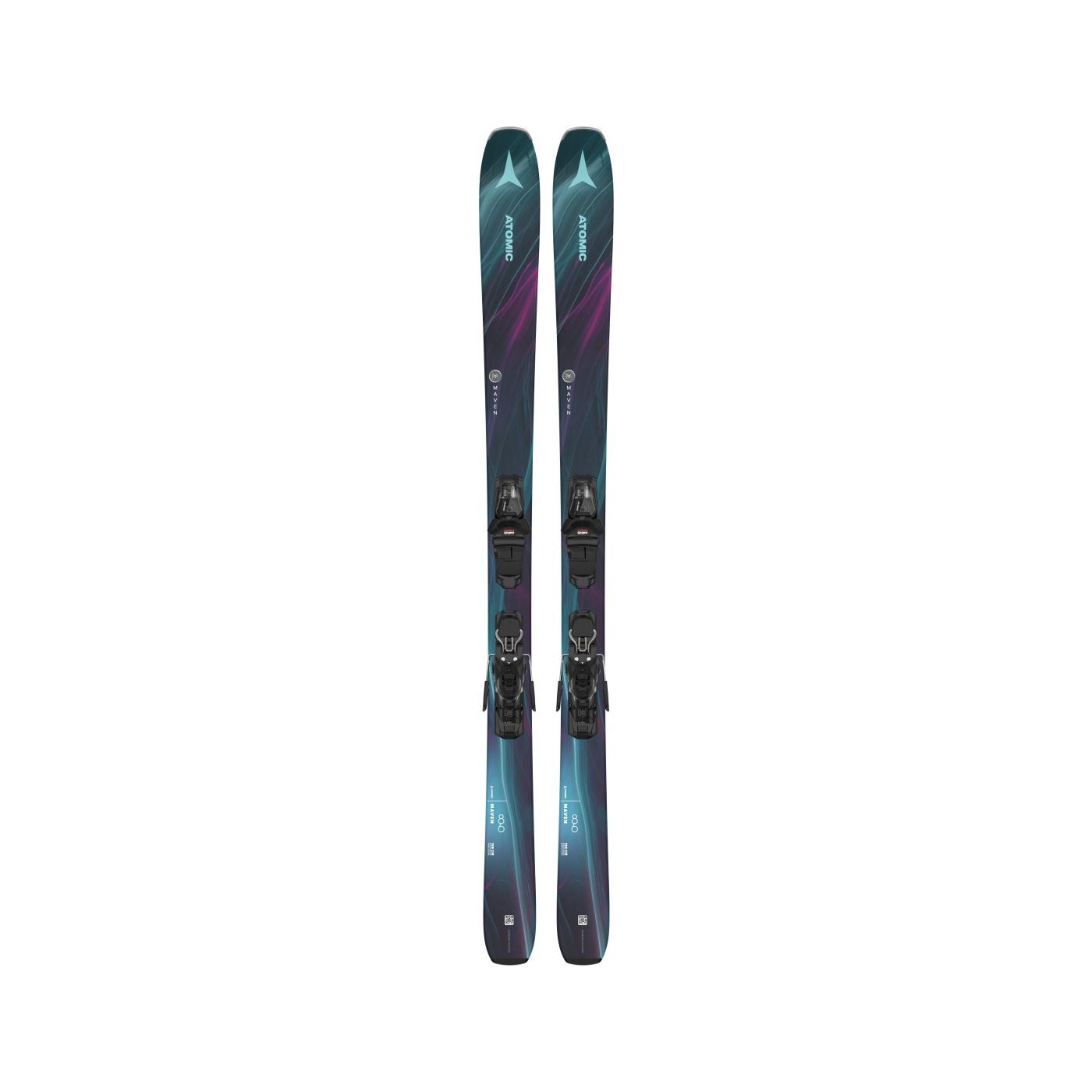 Atomic Maven 86 : skis avec fixations, vue du dessus.