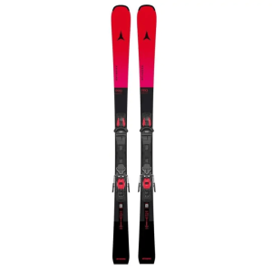 Atomic Redster S7 2022 : skis rouges avec fixations, vue du dessus.