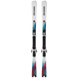Salomon Addikt Pro 2025 : skis de compétition avec fixations, vue de dessus.