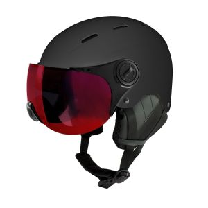 Sinner Typhoon Skihelm Zwart : vue arrière du casque avec détails et sangles.
