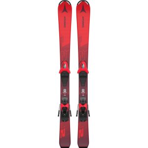 Atomic Redster J2 - 2024 : skis rouges avec fixations, vue de dessus.